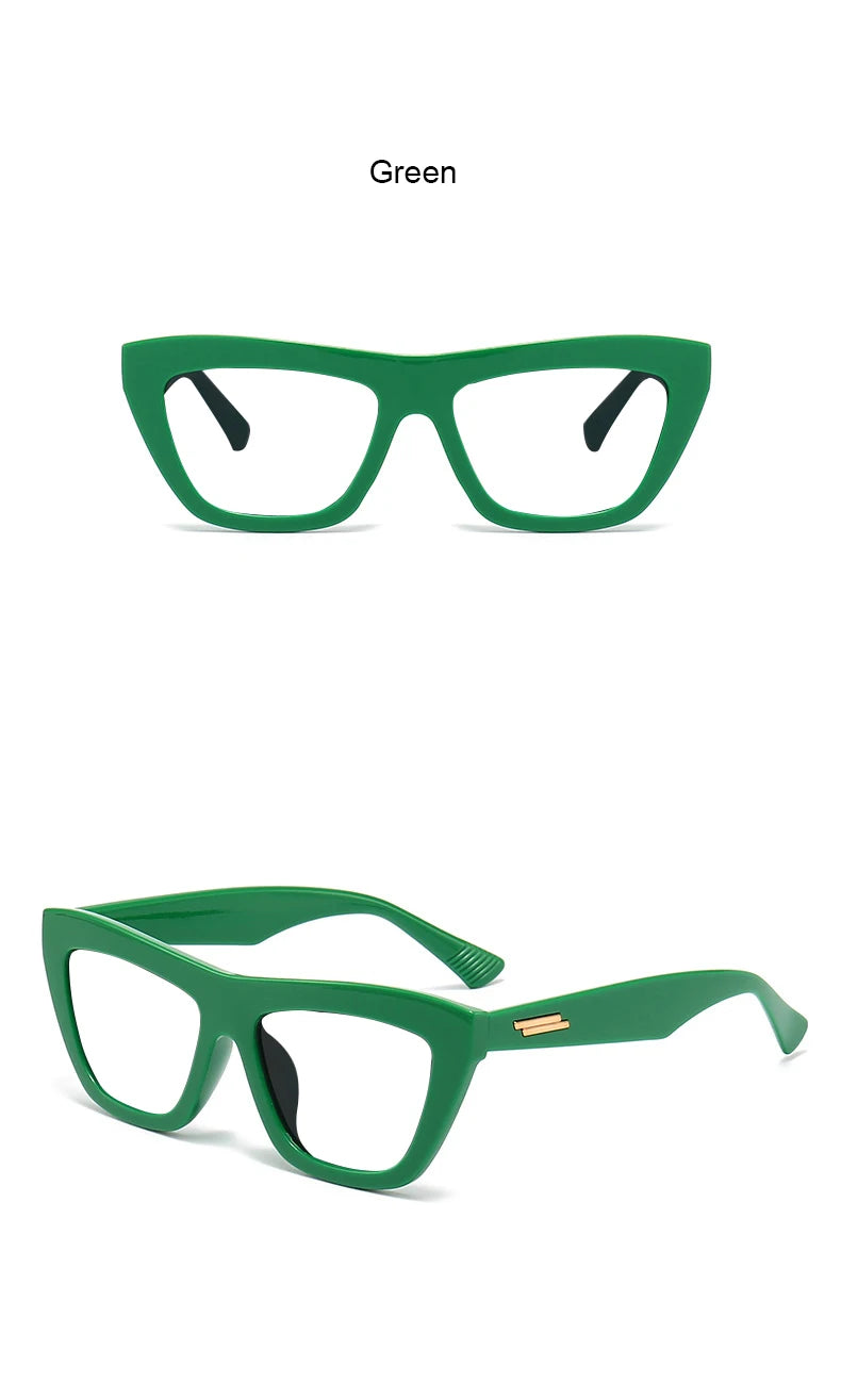 Clear Green Reading Glasses With Gold Stripe Frame for Women