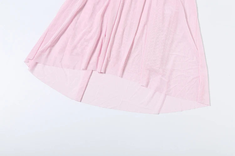 See Through Halter Backless Ruched Patchwork Dress for Women