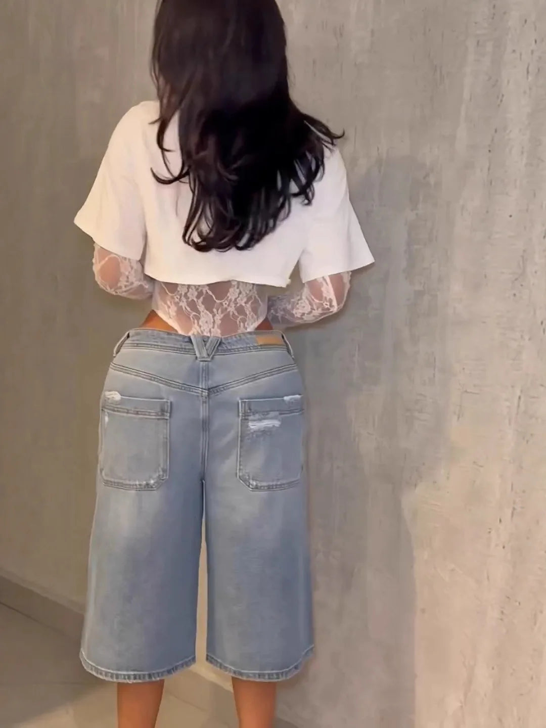 Weird Puss Sexy Women Crop Top+Lace Jacquard Full Sleeve Bodysuit Hottie Street Clubwear Slim Wild Matching Basic Skinny Tees