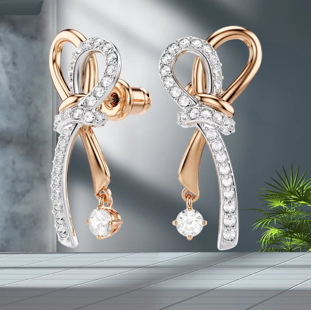 Elegant Silver Crystal Necklace And Earring Set for Women