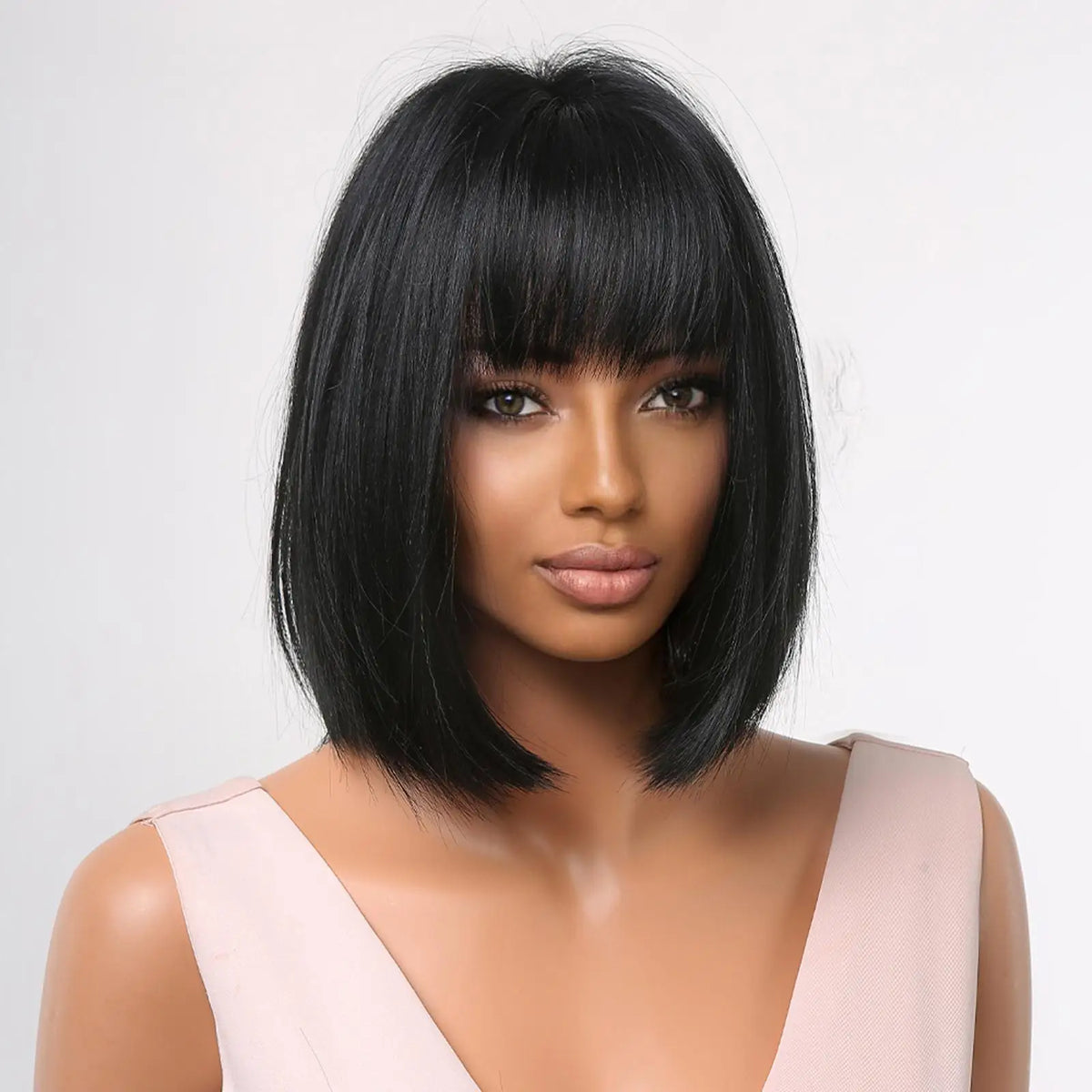 Short Black Halloween Bob Cosplay Wig With Bangs for Women