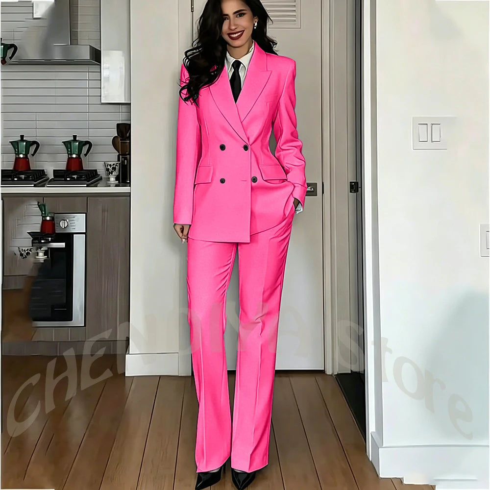Modern Lady Pure White Suit Double Breasted Peak Lapel Casual Chic Women Suit Formal Dinner Party Business Office Outfit Costume
