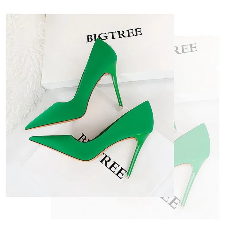 Elegant Purple Satin High Heel Stiletto Pumps for Women