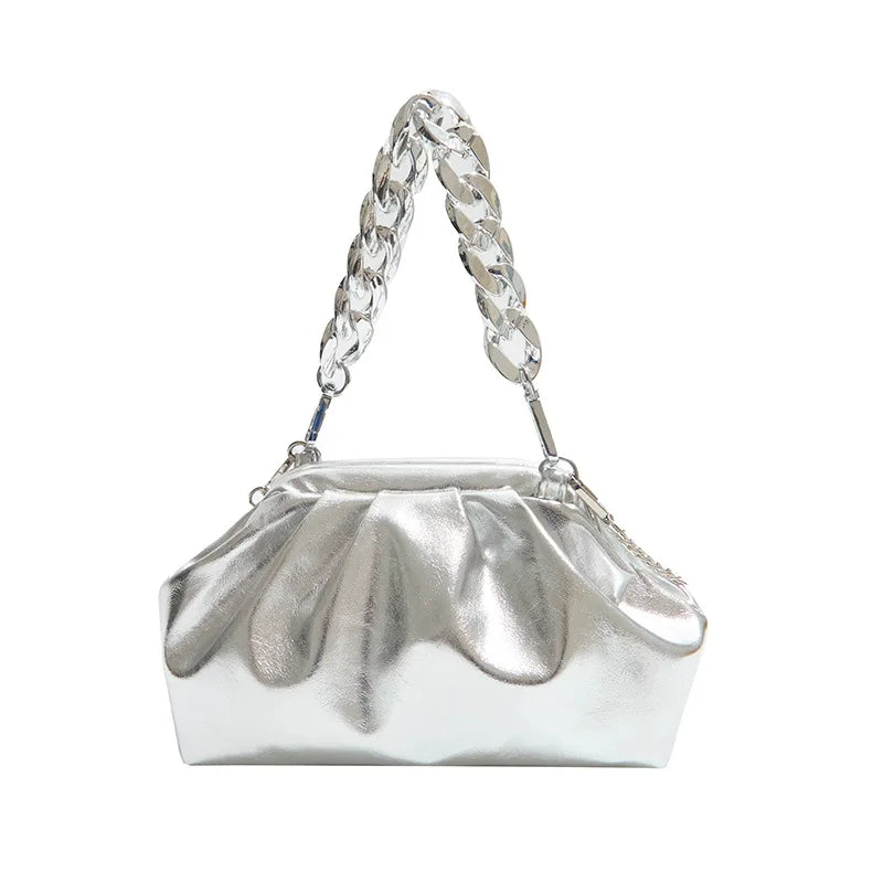Elegant Pleated Chain Cloud Crossbody Shoulder Bag for Women