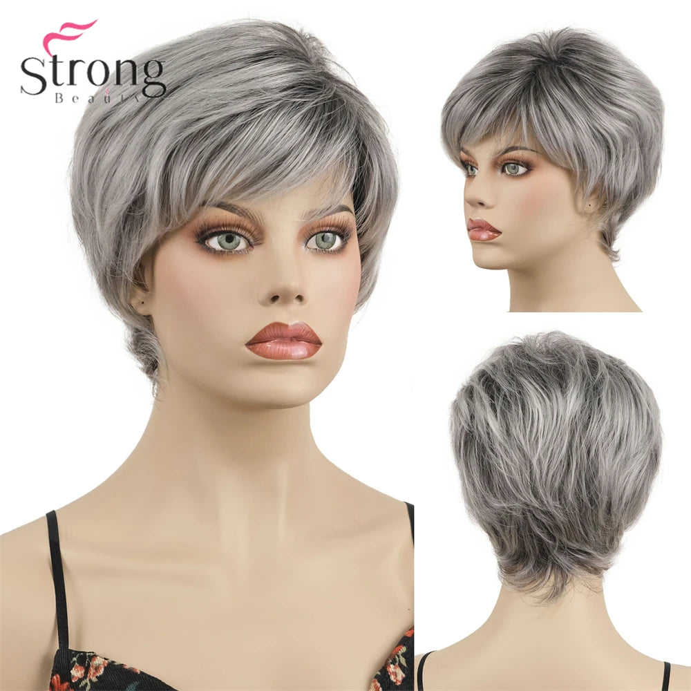 Capless Red Short Pixie Cut Natural Synthetic Wig For Women
