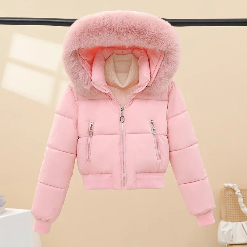 Warm Hooded Cotton Padded Winter Parka Coat for Women
