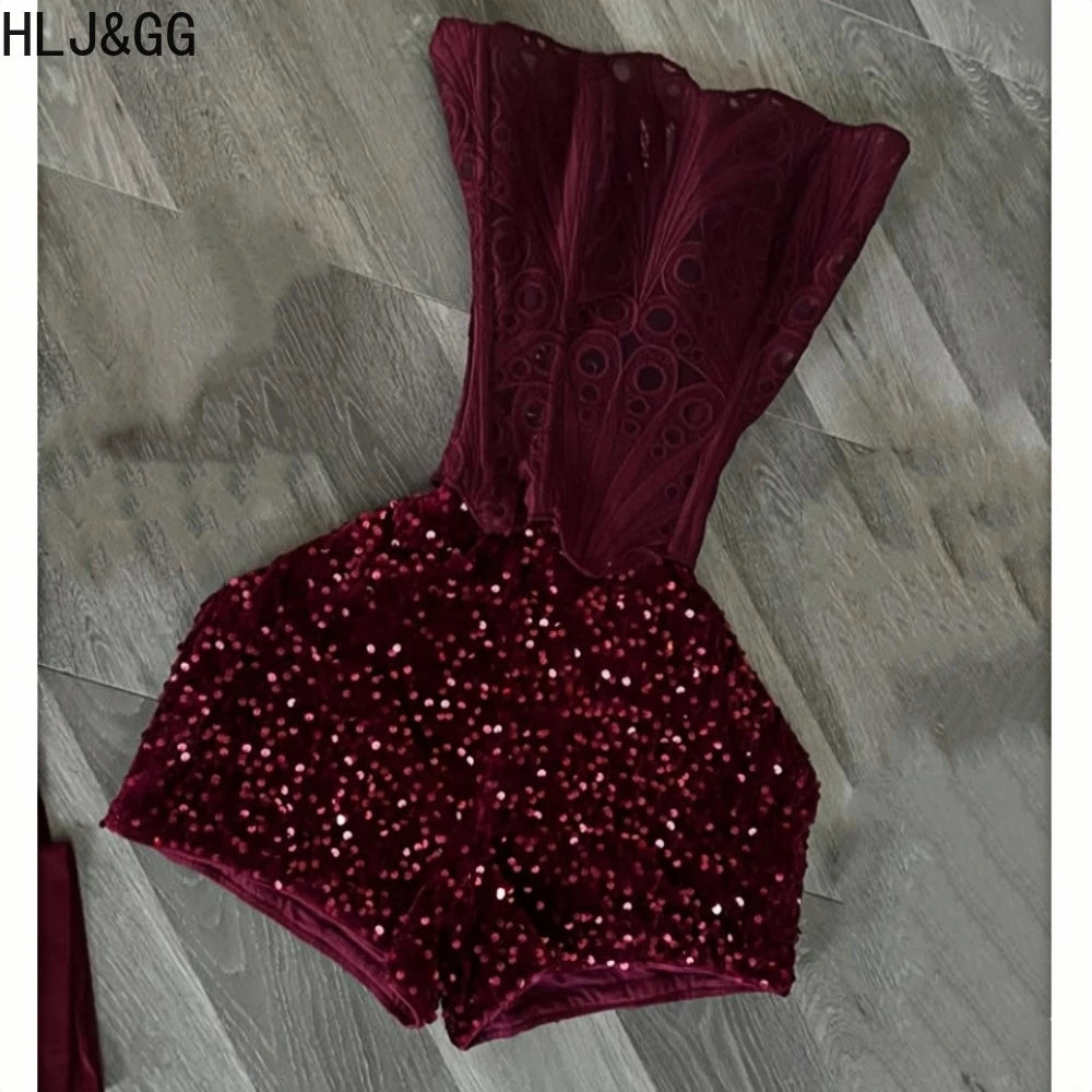 Wine Red Hollow Irregular Corset Two Piece Set for Women