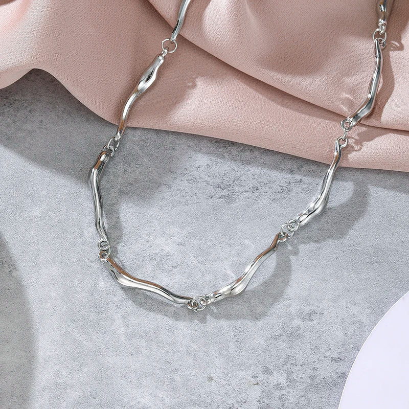 Punk Style Irregular Silver Tone Necklace