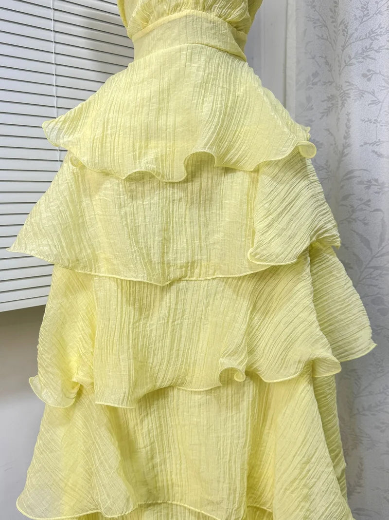 Sleeveless Halter Neck Ruffled Midi Dress for Women