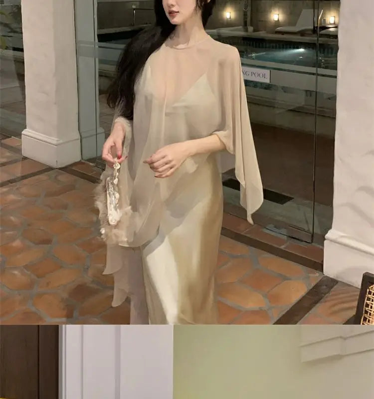 Elegant Lightweight Asymmetric Tulle Summer Blouse For Women