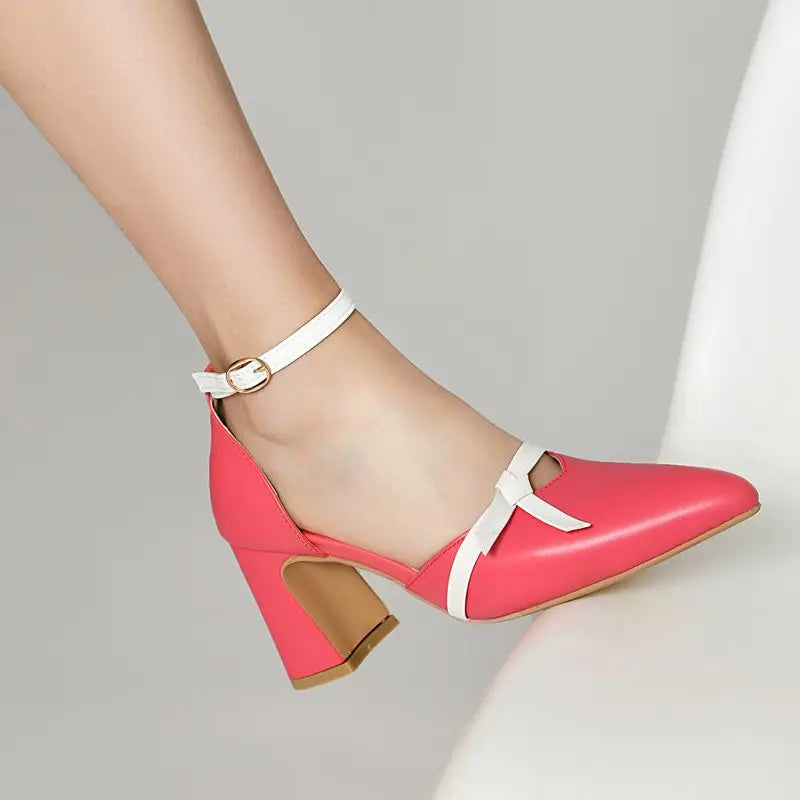 Pointed Toe Buckle Strap Bowknot Sandals for Women