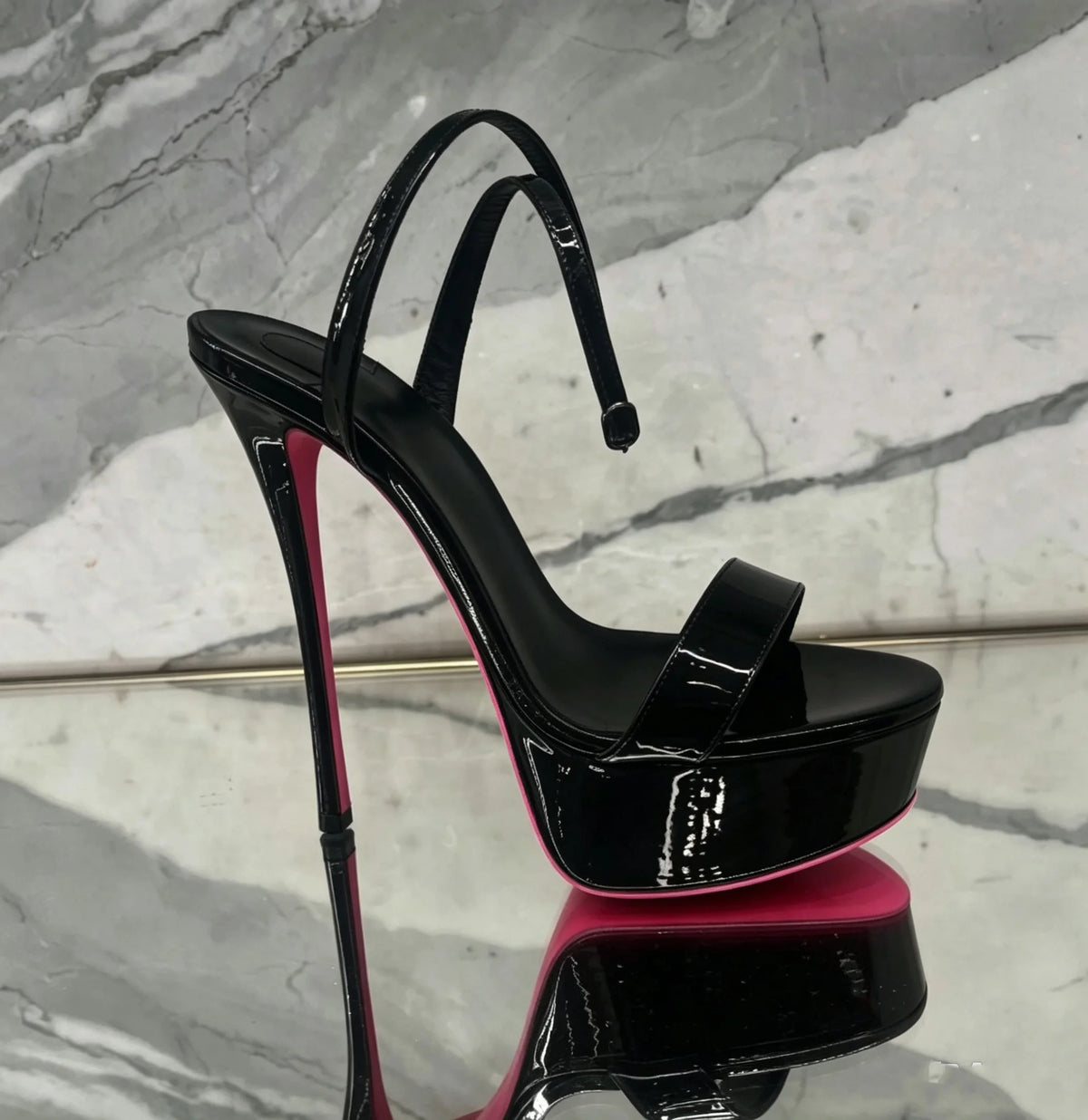 Metallic Rose Gold Platform Stiletto Sandals for Women