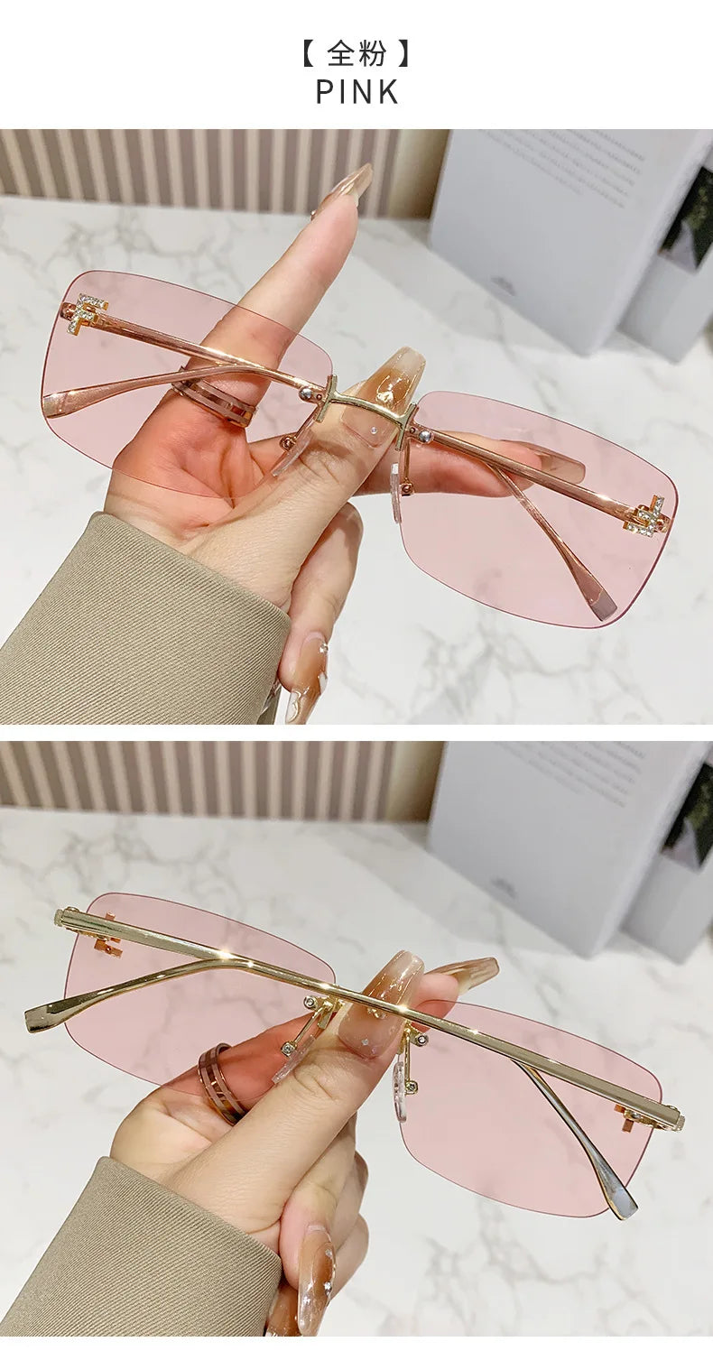 Rimless Square Fashion Sunglasses