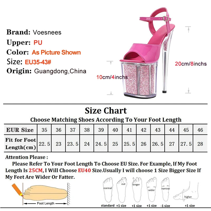 Crystal Clear Platform Nightclub Sandals for Women