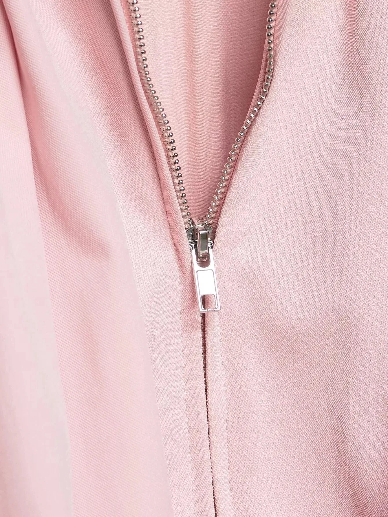 Elegant Solid Bomber Jacket With Puff Sleeves for Women