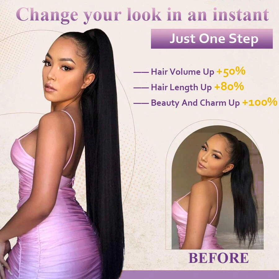Body Wave Human Hair Drawstring Ponytail for Women