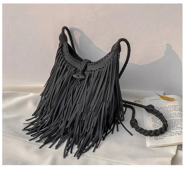 Double-Sided Tassel Design Crossbody Bag for Women