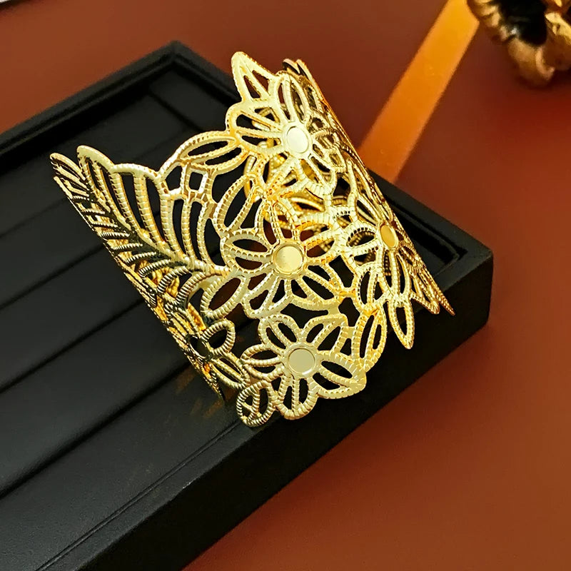 Layered Geometric Metal Cuff Bracelet