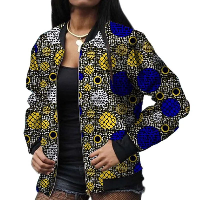 Stylish Elastic Waist African Print Jacket for Women
