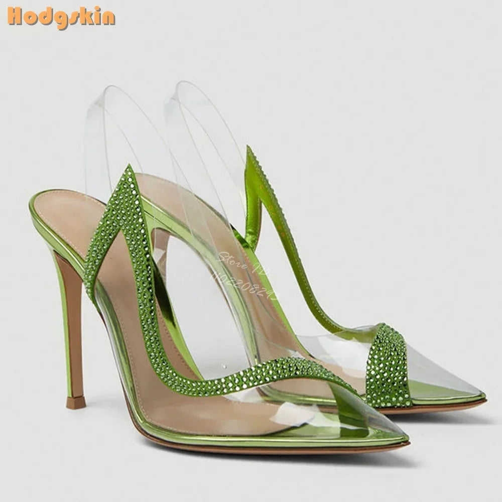 Crystal Pointed Toe Rhinestone Stiletto Pumps for Women