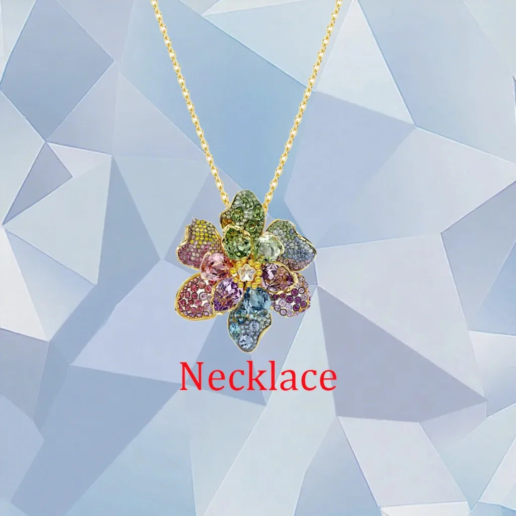 Gold Plated Zirconia Crystal Pendant Set for Women