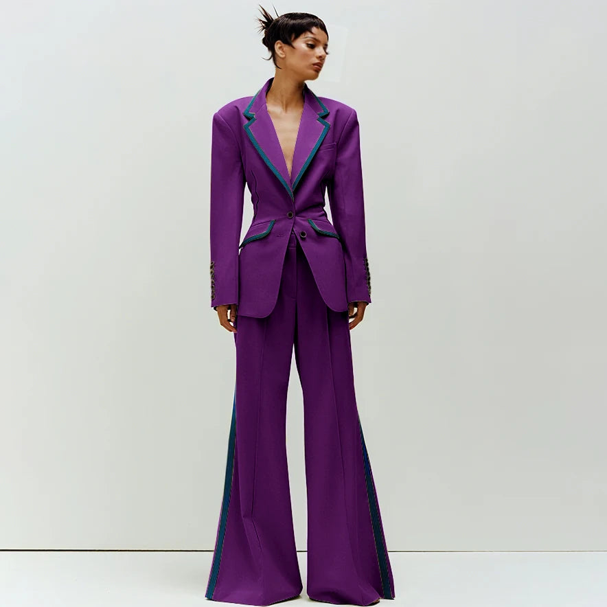 Tailored Notched Collar Two Piece Suit Set For Women