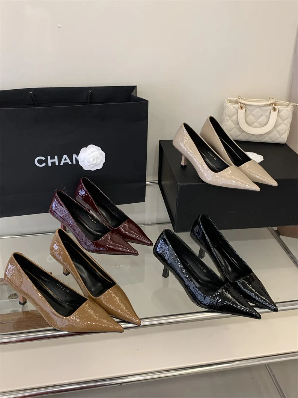 Elegant Slim Pointed Toe Slip On Pumps