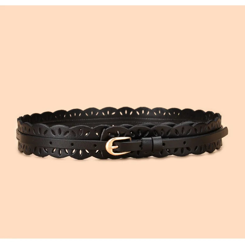 Soft Wide Hollow Out Leather Wraparound Belt for Women