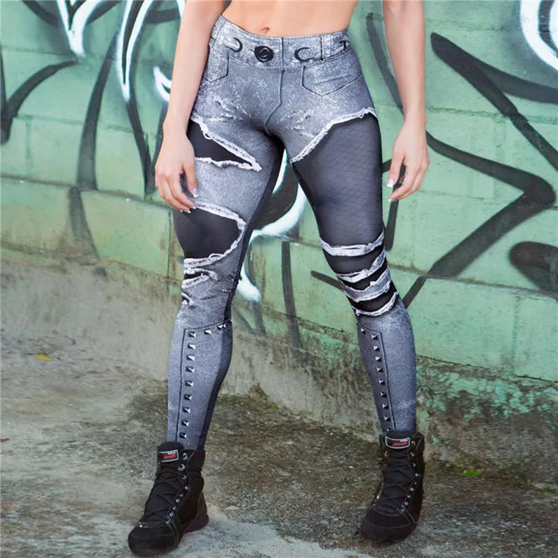 Plus Size Seamless Denim Leggings