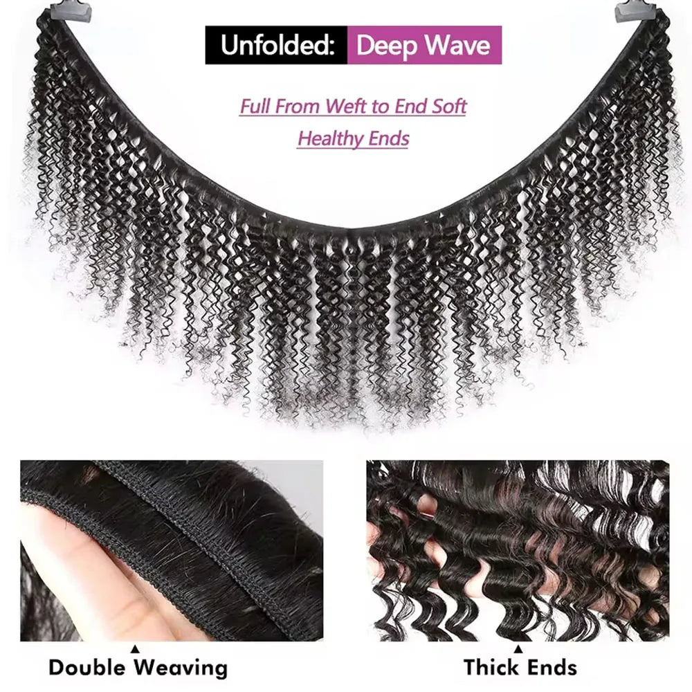 Natural Brazilian Deep Curly Human Hair Bundles for Women