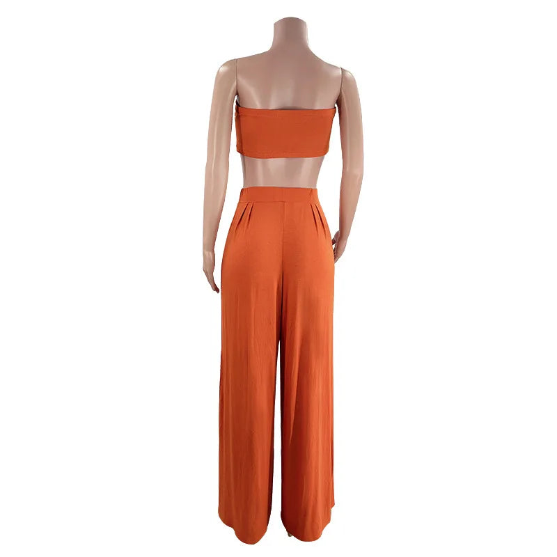 Elegant Solid Color Casual Two Piece Set for Women