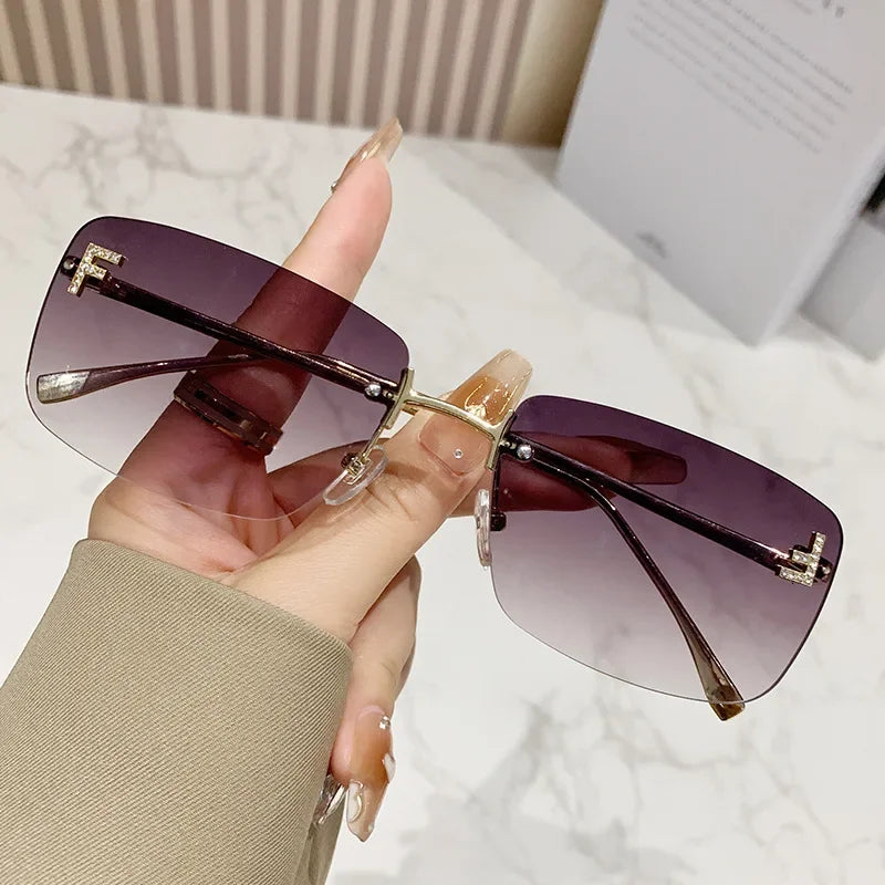 Rimless Square Fashion Sunglasses
