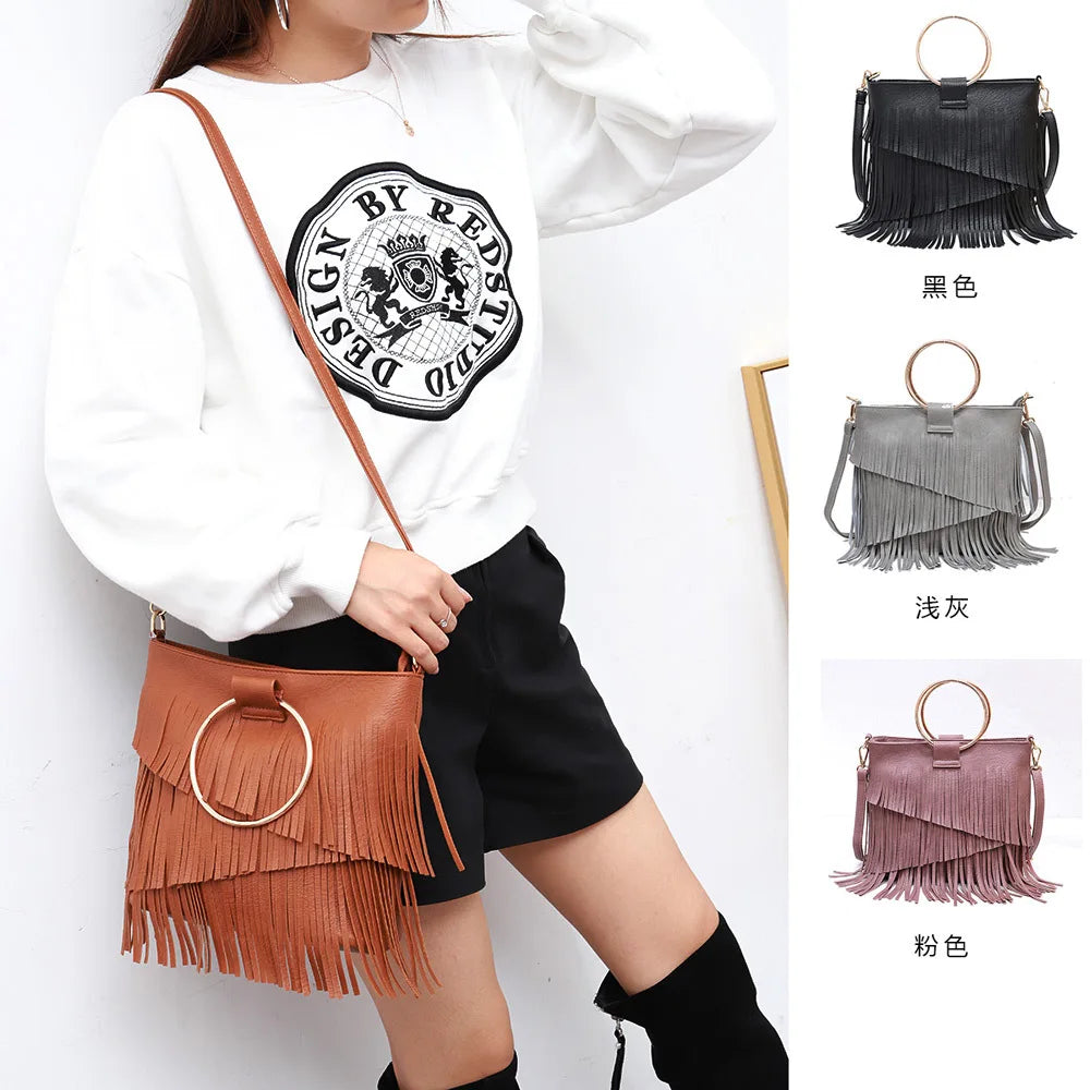 Trendy Tassel Sequin Crossbody Shoulder Handbag for Women