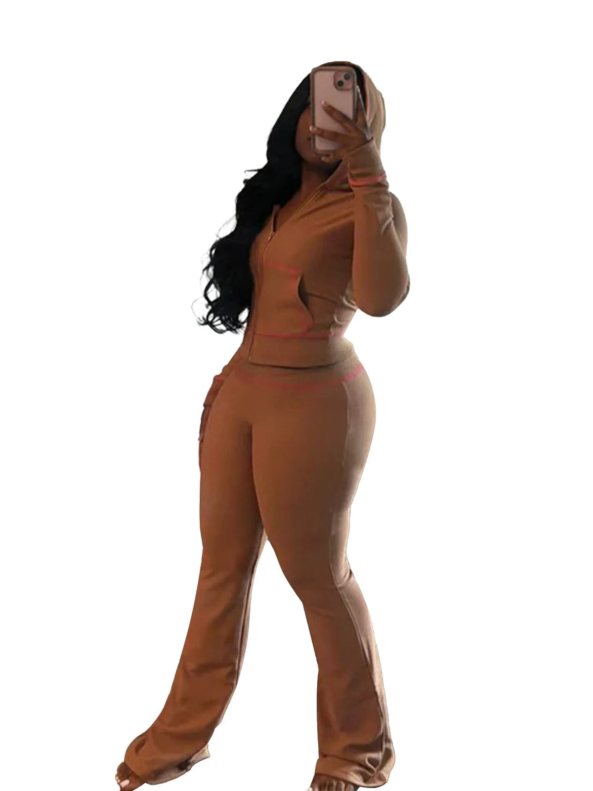Hooded Long Sleeve Two Piece Matching Pants Set for Women