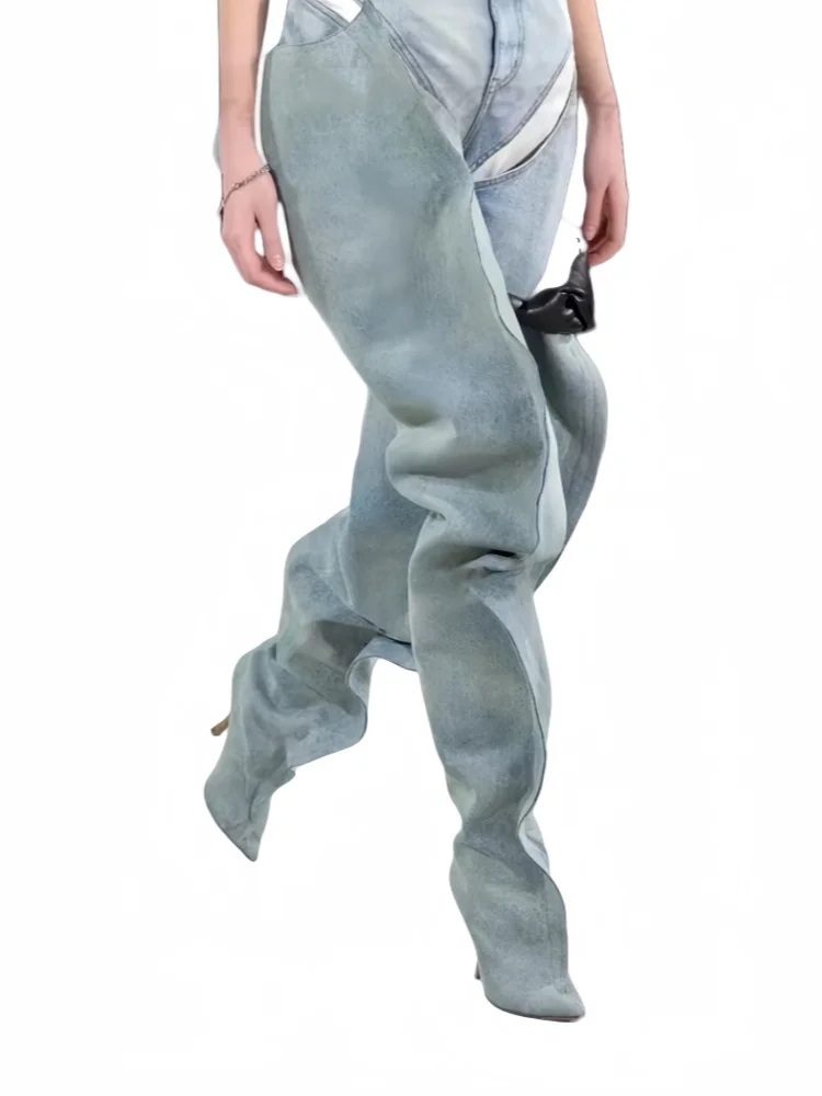 Pointed Over-the-Knee Boots With Thin Heels for Women