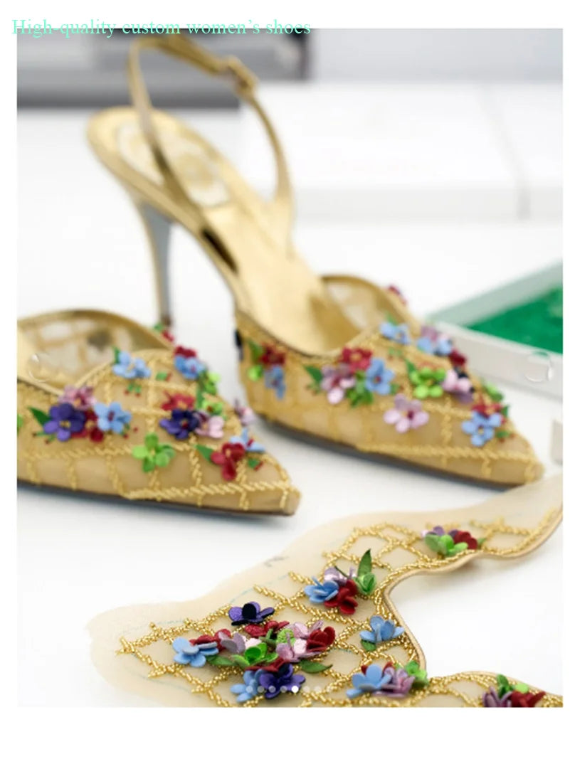 Floral Rhinestone Embellished Wedding Shoes for Women