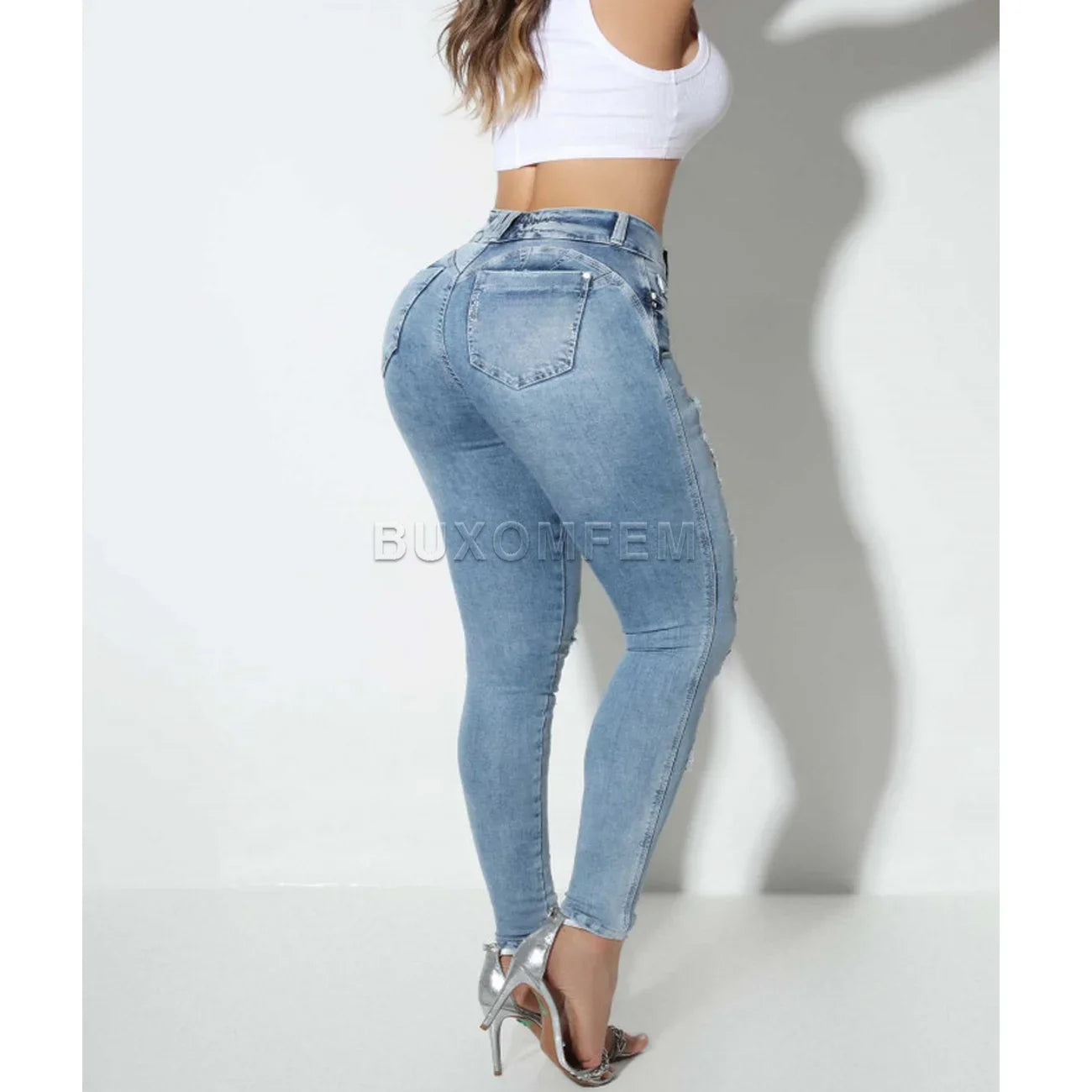 Loose Fit Baggy Wide Leg Denim Jeans Full Length for Women