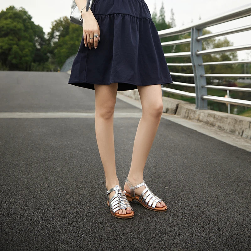 Summer Leather Handmade Gladiator Buckle Sandals for Women