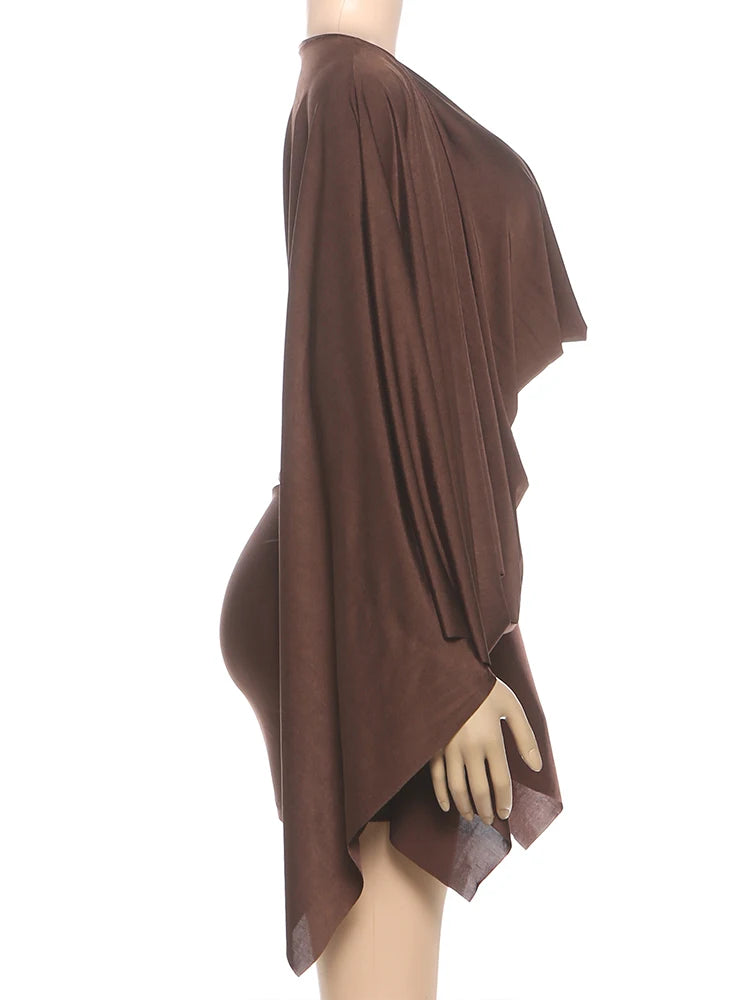 Satin Deep V Neck Mini Dress With Long Sleeves for Women