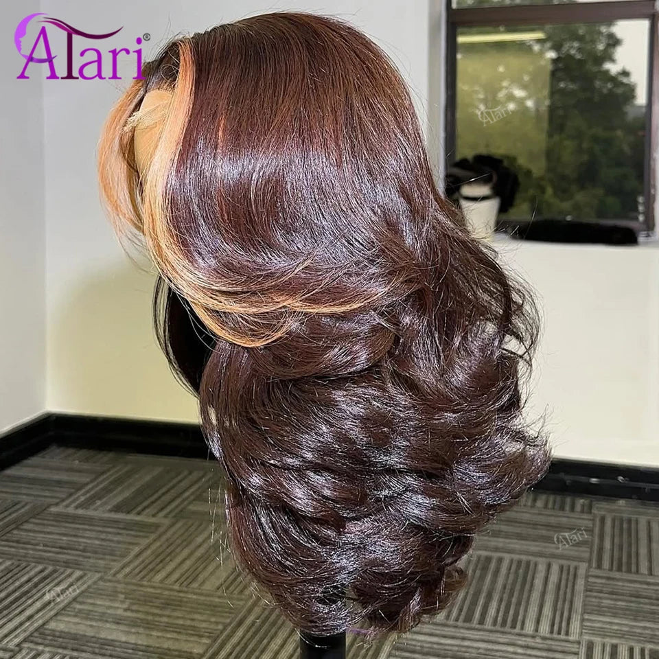 Brown Body Wave Human Hair Bob Wig
