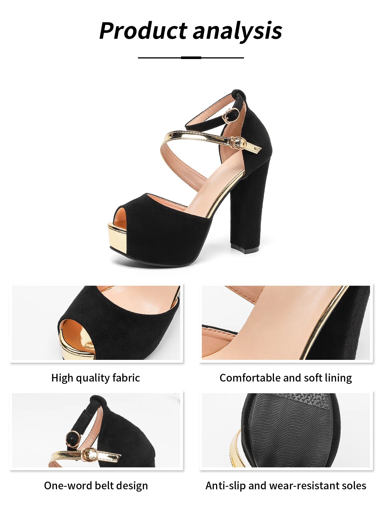Peep Toe Square Heel Platform Sandals