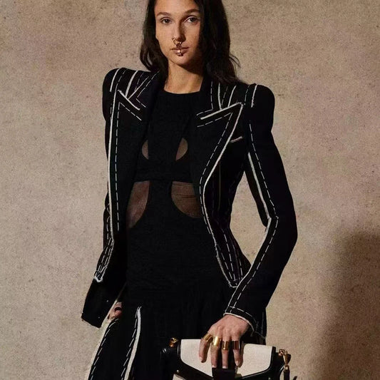 Slim Fringed Tassel Blazer