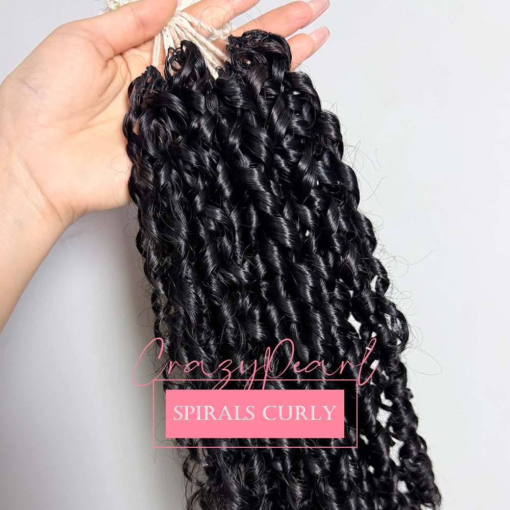 Pre Separated Curly Human Hair Crochet Extensions for Women