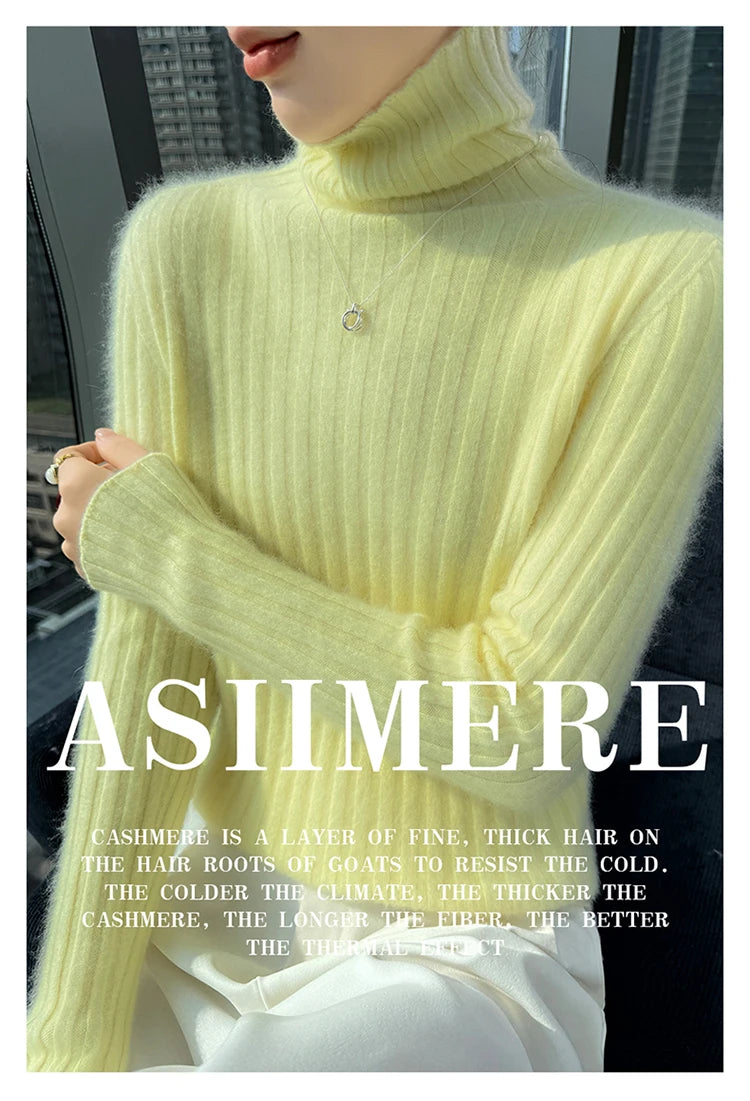Warm Slim Fit Turtleneck Pullover Sweater for Women