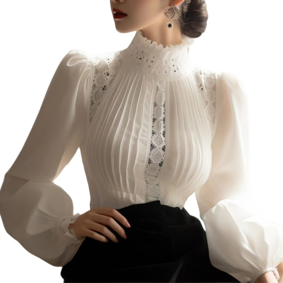 Versatile Casual White Puff Sleeve Blouse For Women