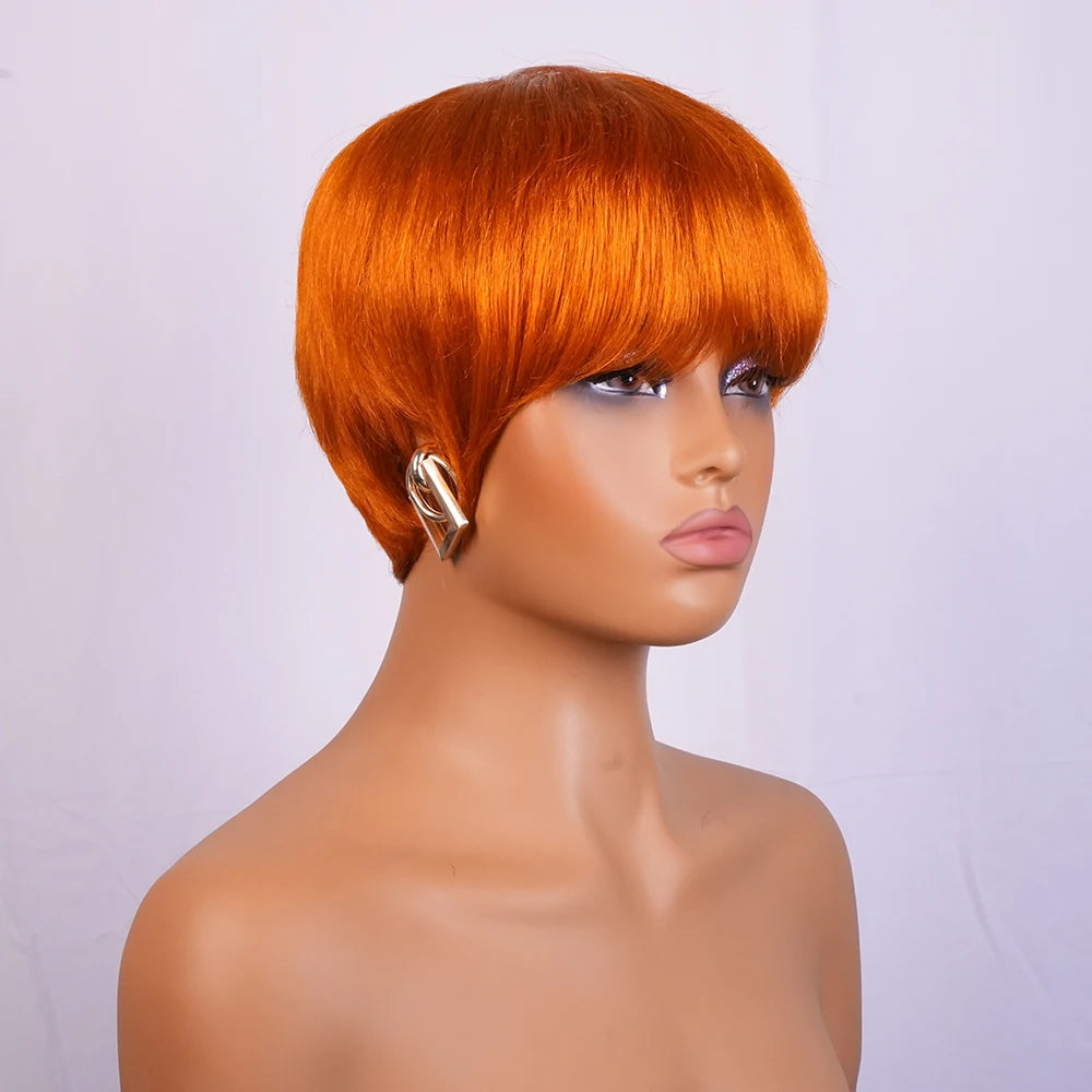 Realistic Short Straight Pixie Cut Human Hair Wig For Women