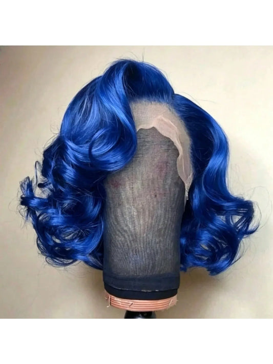 Blue Glueless 180 Density Body Wave Human Hair Lace Front Wigs for Women