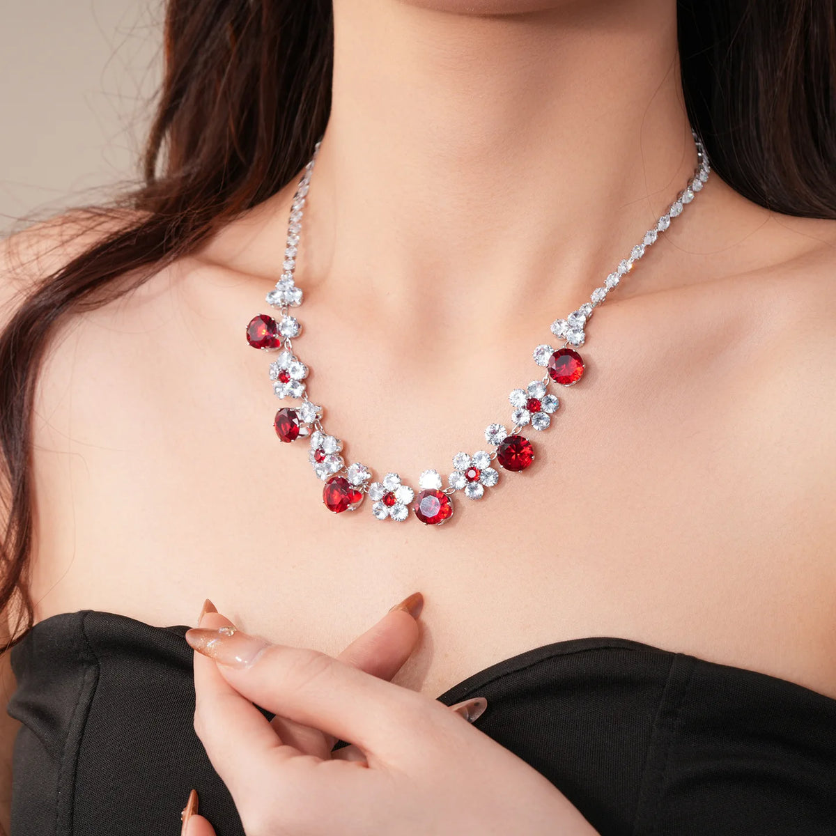 Floral Cubic Zirconia Necklace Set
