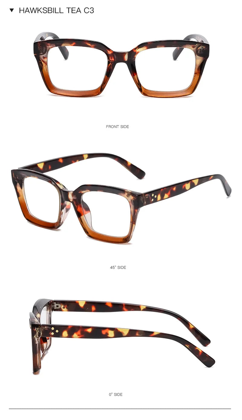 Oversized Square Reading Glasses With Plastic Frames for Women