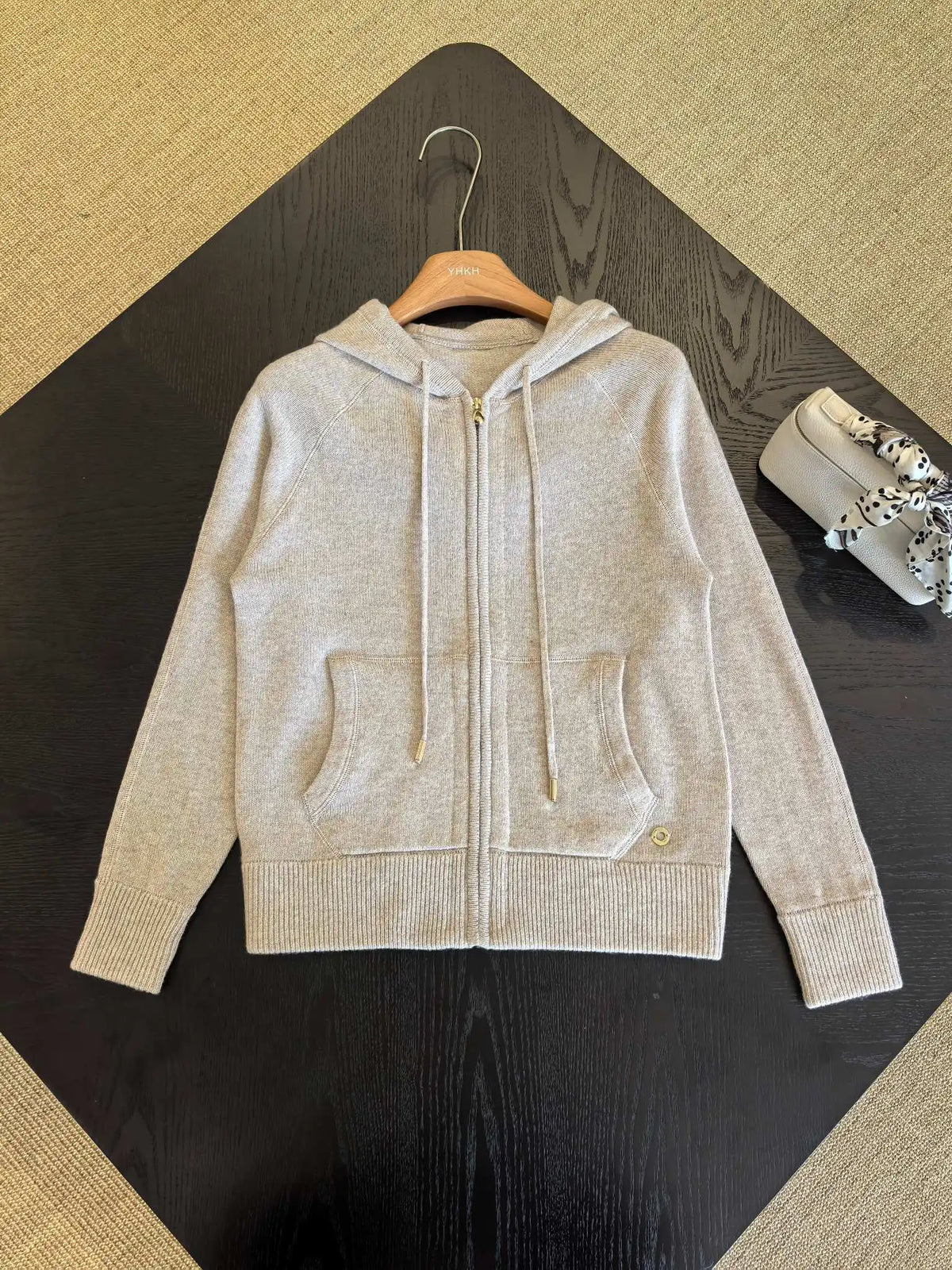 Hooded Knit Two Piece Set With Elastic Waist Pants For Women